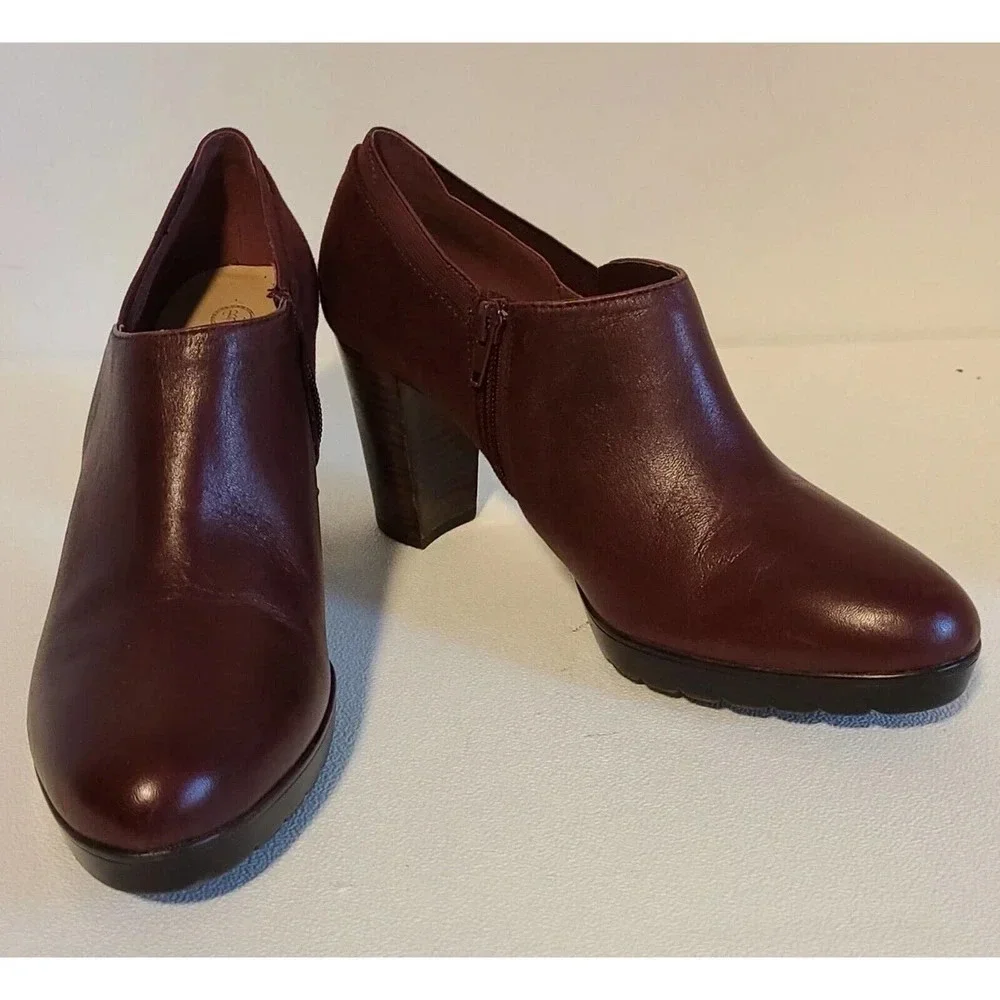 BELLA VITA MAROON LEATHER SUEDE ANKLE BOOTS SIDE ZIP WOMEN'S US SZ 9.5